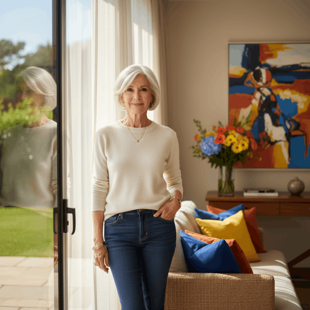 61 year old woman at home