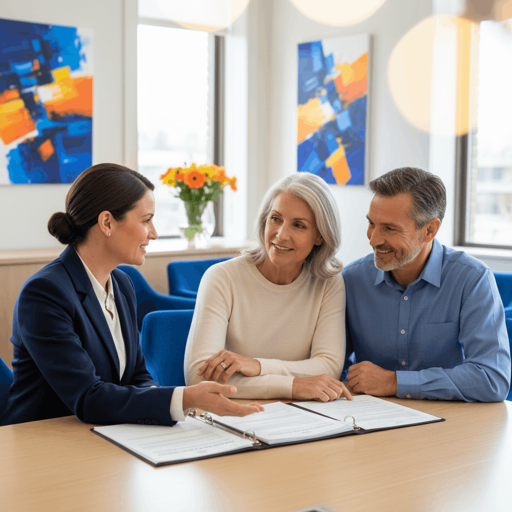 couple having a long-term care insurance consultaion